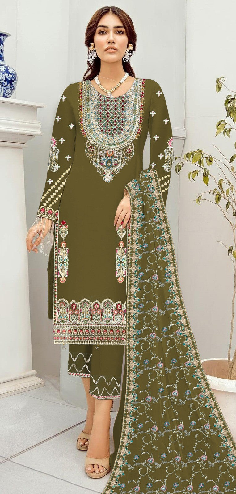 Riwayah Silk Dress with Handmade Work