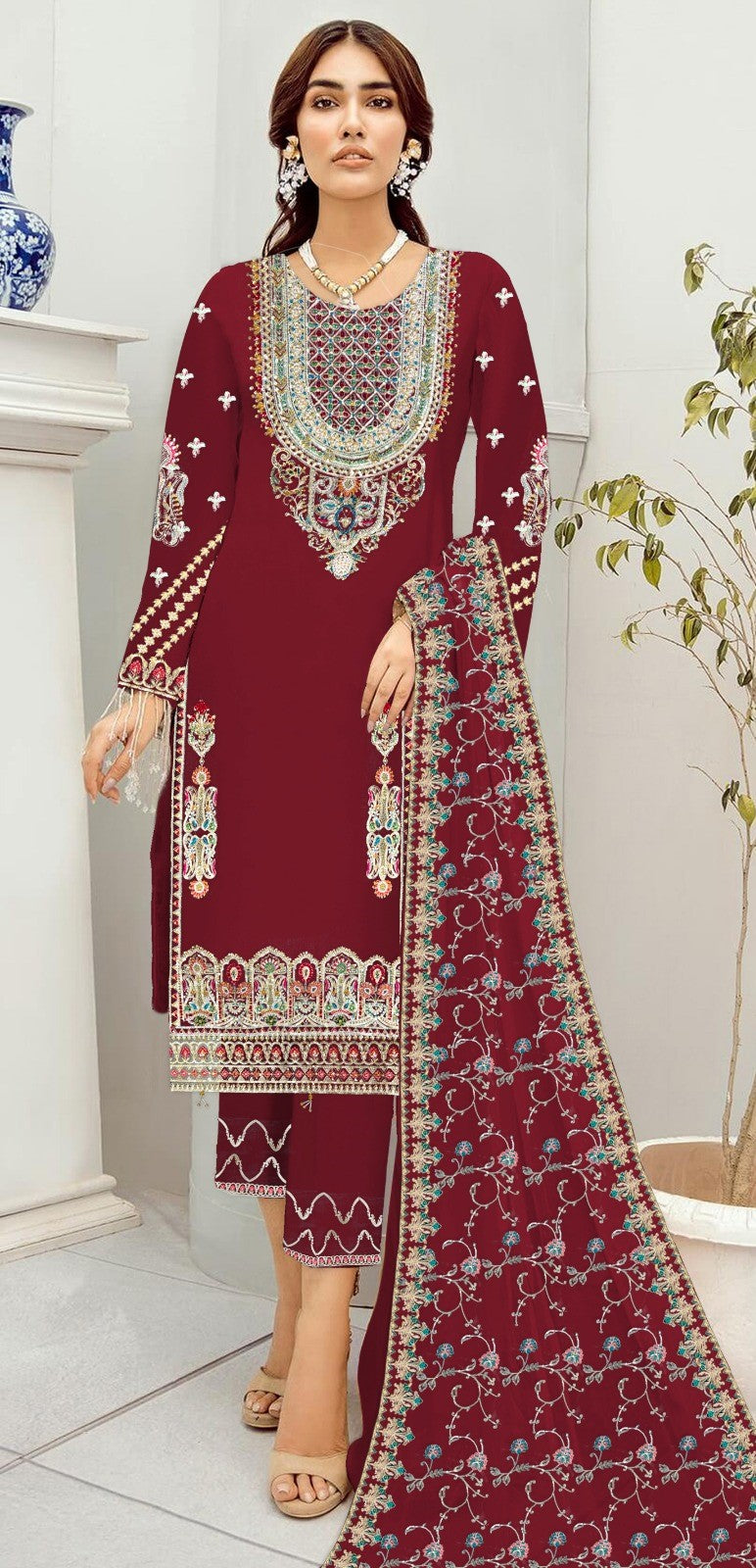 Riwayah Silk Dress with Handmade Work