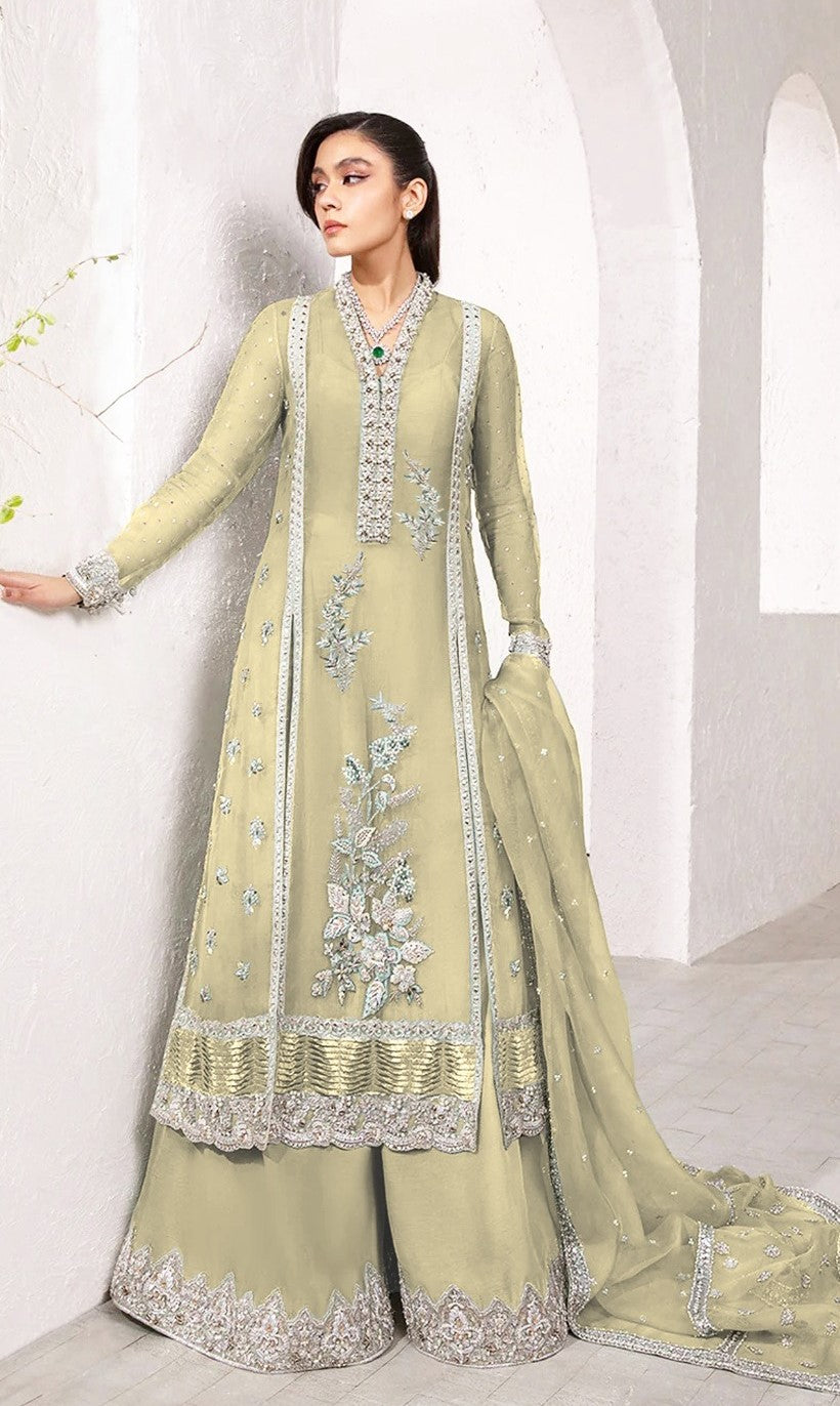 Elegant Organza Embroidered Dress with Net Dupatta