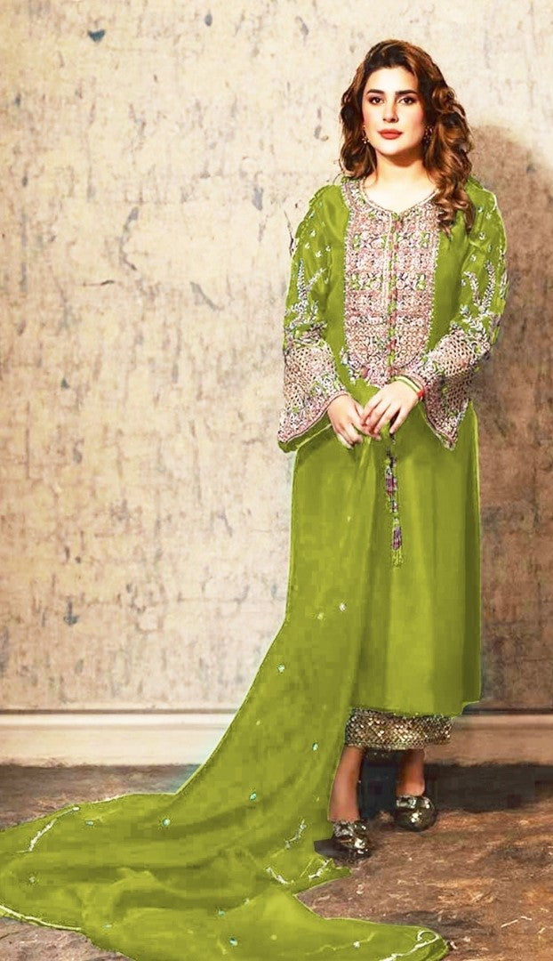 Luxury Silk Dress with Net Dupatta