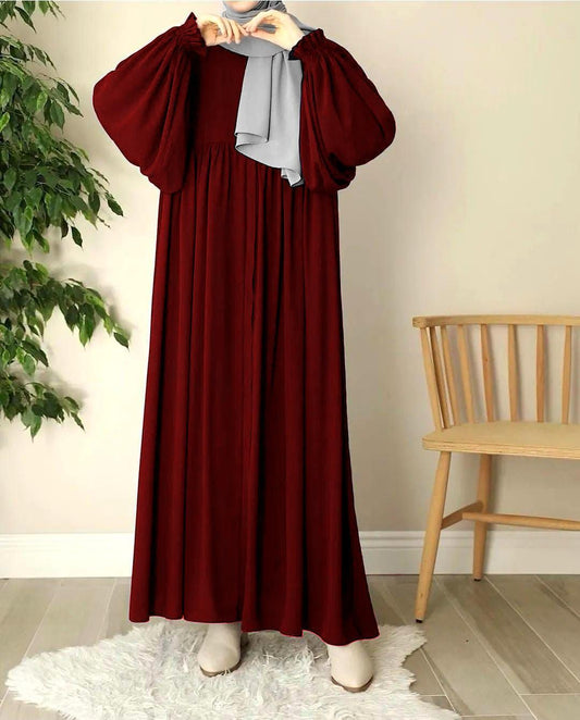 Maroon Georgette Textured Abaya with Stoller | Riwayah