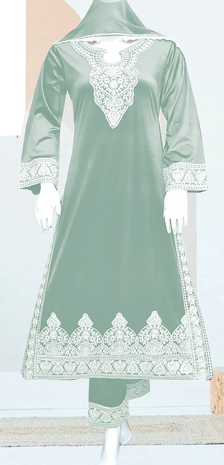 Riwayah Silk Dress with Net Dupatta