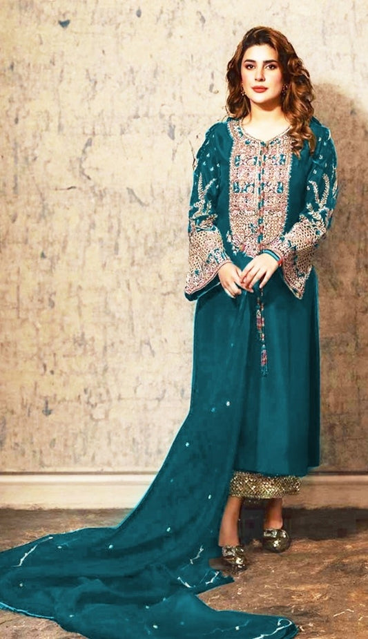 Luxury Silk Dress with Net Dupatta